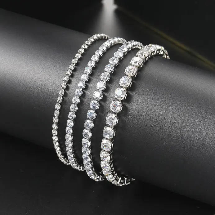 ZHOUYANG-pulsera de tenis para mujer, brazalete de lujo colorido opcional de 2,5mm, CZ, cristal, Color oro rosa, regalo, joyería de moda KC128 1