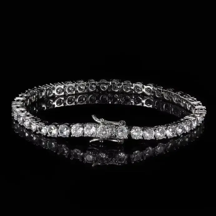 Elegante pulsera de cristal de circón dorado/plateado, joyería de circonia cúbica, brazalete de diamantes de imitación, pulsera de tenis para boda 1