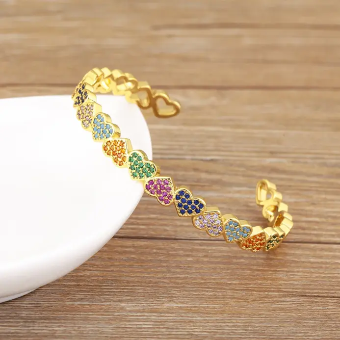 pulsera ajustable con forma de corazón de amor romántico para mujer, brazalete abierto de circón brillante, joyería de fiesta diaria, regalos, gran oferta 1