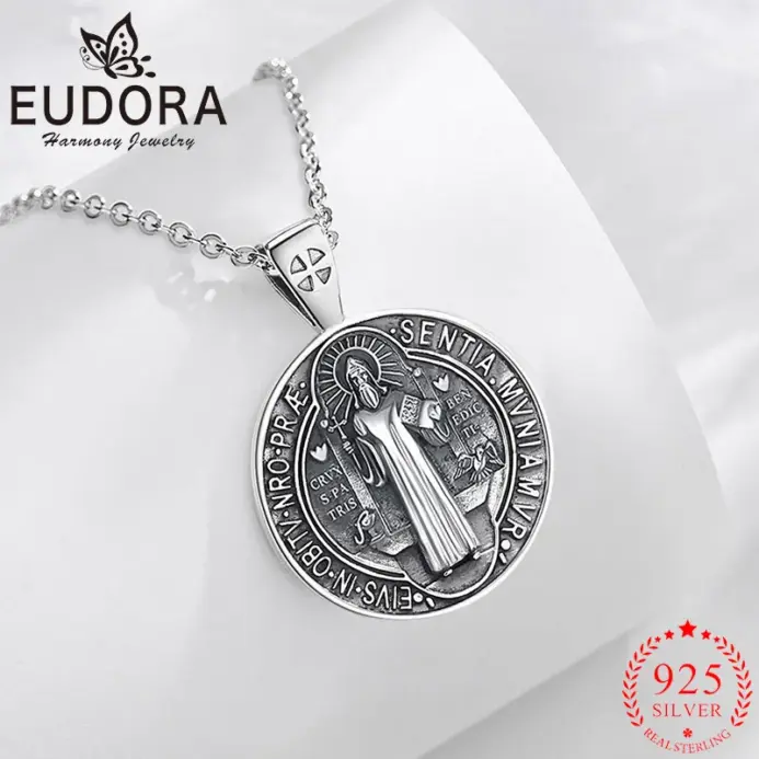 collar de plata de ley 925 con amuleto de Cruz Vintage, colgante religioso, regalo de joyería exquisito para hombres y mujeres 1