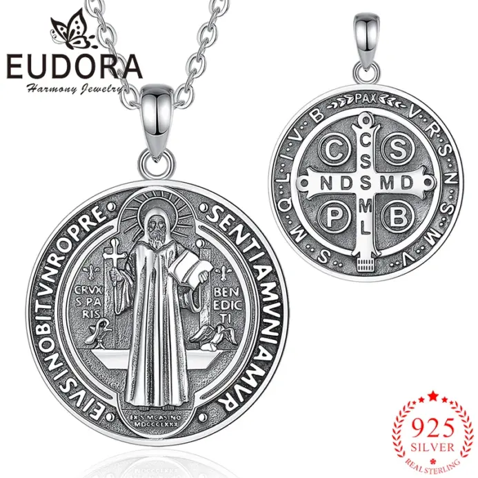 Collar de plata de ley 925 para hombre y mujer, amuleto de cruz, colgante religioso, joyería Vintage, regalos de personalidad 1