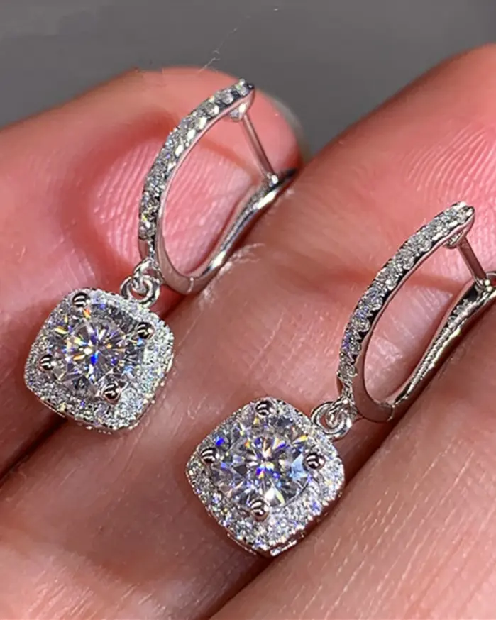 nueva moda, pendientes colgantes con forma cuadrada, joyería de boda de compromiso nupcial brillante, pendiente colgante elegante para mujer, bonito regalo 1