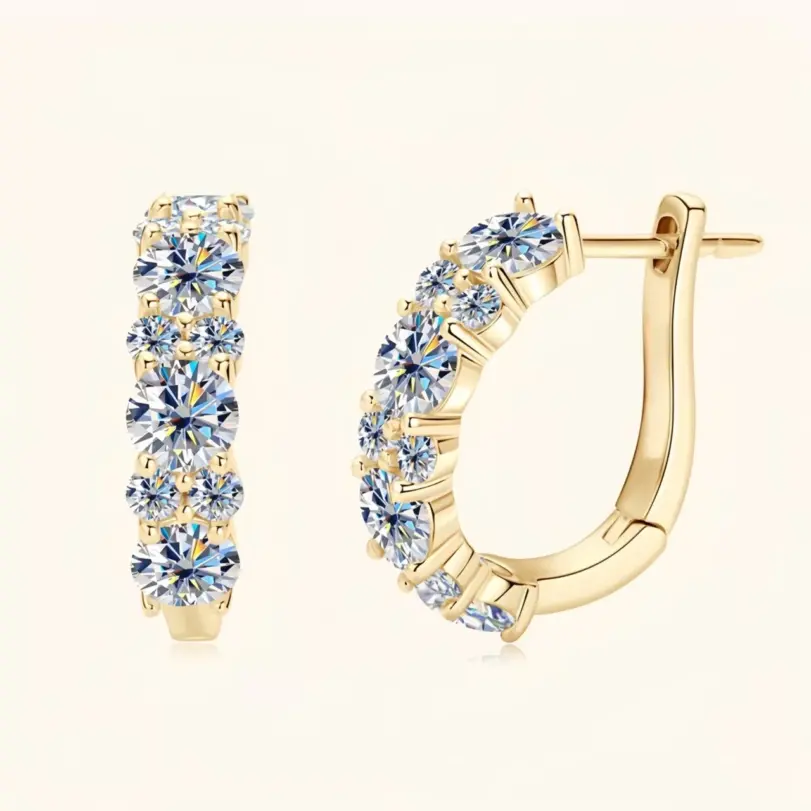 Pendientes de Plata de Ley 925 con Moissanita, Color D, 2.76 Quilates, Pendientes de Aro con Diamantes de Laboratorio, Joyería Fina Brillante para Bodas 2