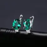 JewelryPalace, pendientes de aro con Clip de Plata de Ley 925 con Esmeralda creada en verde de 3,4 quilates para mujer, regalo de compromiso, joyería fina de moda 2