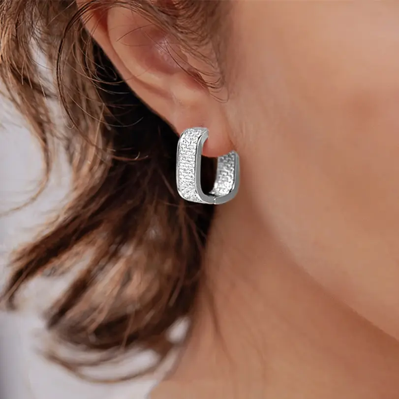 pendientes de aro ostentosos de circonia cúbica para mujer, aretes de lujo de Color dorado/plateado, joyería para mujer, envío directo 5
