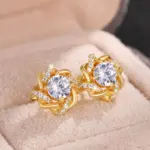 Pendientes delicados de circonia cúbica de Color dorado para mujer, pendientes de boda de diseño contraído a la moda, joyería de lujo 5