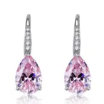 Huitan-pendientes colgantes de circonia cúbica para mujer, color rosa pera/amarillo, Color plateado, compromiso de boda de lujo, joyería 5
