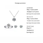 Conjunto de joyería de plata de ley 925 con circonita AAAAA, moda coreana para mujer, collar elegante, pendientes, anillo, fiesta de cumpleaños, regalo de boda 5