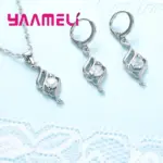 Juegos de joyas para mujer, dijes de Plata de Ley 925, colgante de Color, collar, pendiente de aro, Collares clásicos de moda, regalo de boda 2