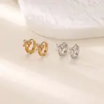 Pendientes elegantes con lazo de circón para mujer, aretes con lazo de Color dorado de acero inoxidable, regalo de joyería impermeable para boda de lujo 4