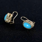 Pendientes de gancho únicos de Color dorado, pendientes de cristal ovalados verdes para mujer, regalo de aniversario, fiesta, compromiso, boda, joyería para mujer 2