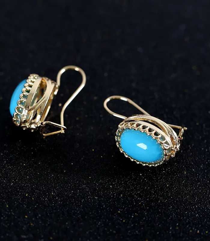 Pendientes de gancho únicos de Color dorado, pendientes de cristal ovalados verdes para mujer, regalo de aniversario, fiesta, compromiso, boda, joyería para mujer 2