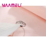 Anillo de Plata de Ley 925 de Color, regalos simples y dulces de estilo romántico para amantes, forma cruzada de amor para mujeres, joyería para ceremonia de compromiso 6