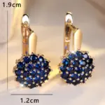 Pendientes de aro de circonio redondos de cristal azul girasol para mujer, Color rosa, oro y plata, joyería de flores para boda, regalo de compromiso 5