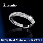 100% pluma probadora de diamantes, anillo de moissanita a juego, banda de diamantes de boda para mujer, anillo de cola única de Plata de Ley 925 4