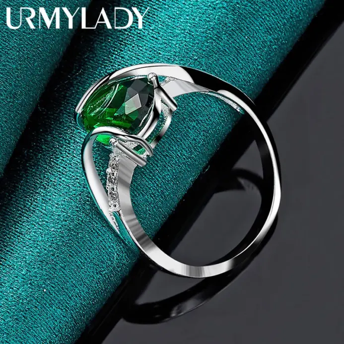 Plata de Ley 925 Gota de Agua Turquesa 7-10 # Anillo para mujer, joyería de moda de compromiso con dije de boda 2