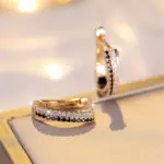 Pendientes de cristal a la moda para mujer, aretes de circonita blanca y negra, Color dorado champán, regalos de joyería para boda, superventas 3 Pendientes de cristal a la moda para mujer, aretes de circonita blanca y negra, Color dorado champán, regalos de joyería para boda, superventas 3