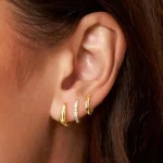 3 pares de pendientes de aro de circonia de cristal de acero inoxidable para mujer, pendientes Punk circulares chapados en oro simples a la moda, joyería Piercing 2