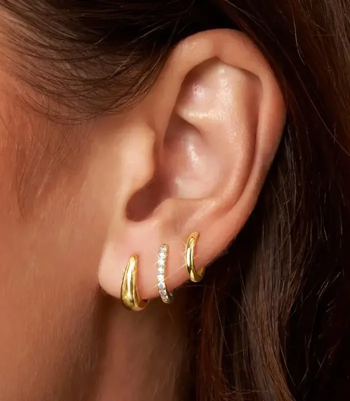3 pares de pendientes de aro de circonia de cristal de acero inoxidable para mujer, pendientes Punk circulares chapados en oro simples a la moda, joyería Piercing 2