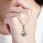 collar con colgante para mujer, Circonia cúbica brillante con incrustaciones, Color plateado/dorado, accesorios de moda diarios para fiesta de boda 3