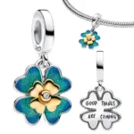 Abalorios de Plata de Ley 925 con Forma de Corazón y Candado para Parejas, Colgante de Esmalte con Insectos, Herradura y Flores, para Pulsera, Regalo Personalizado 37