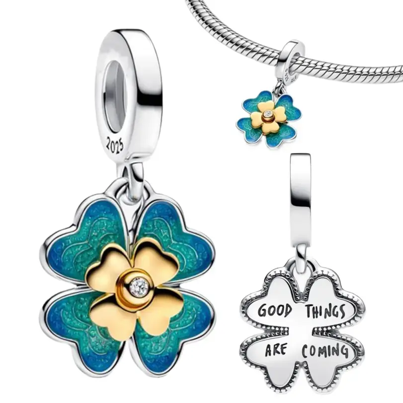 Abalorios de Plata de Ley 925 con Forma de Corazón y Candado para Parejas, Colgante de Esmalte con Insectos, Herradura y Flores, para Pulsera, Regalo Personalizado 37