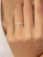 Anillo de Plata de Ley 925 de lujo a la moda de 1,4 MM 1,6 MM 1,8 MM con circonita completa para mujer compromiso boda joyería fina de alta calidad 5