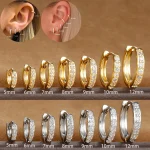 1 par de pendientes de aro minimalistas Huggie de acero inoxidable, pendientes de cartílago del trago de hélice fina de circonia de cristal pequeño, joyería Piercing 1