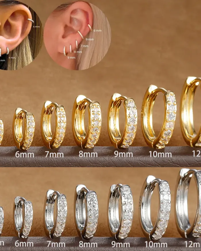 1 par de pendientes de aro minimalistas Huggie de acero inoxidable, pendientes de cartílago del trago de hélice fina de circonia de cristal pequeño, joyería Piercing 1