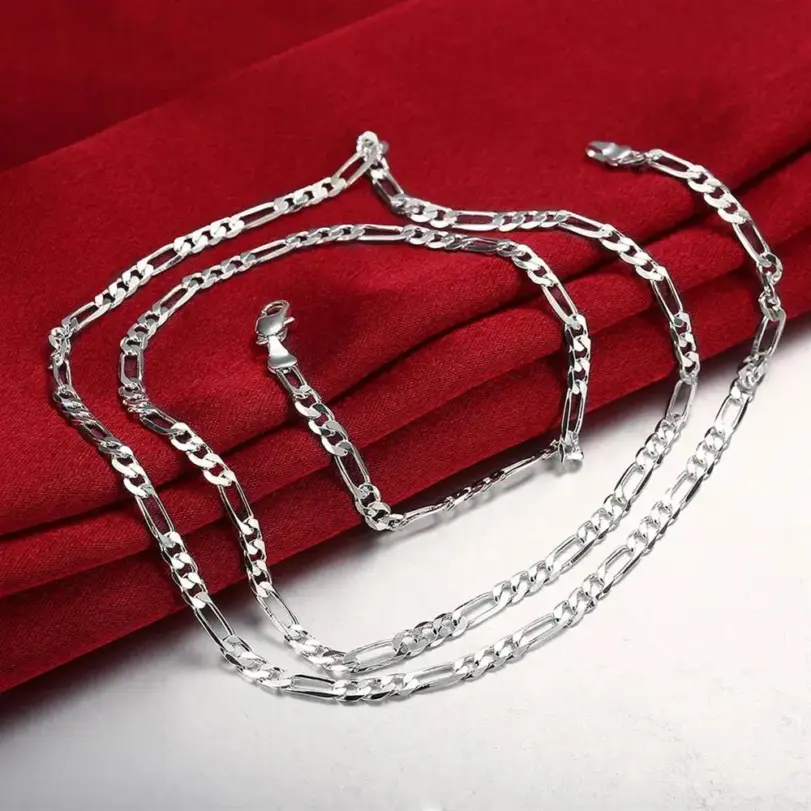 40-75cm Plata de Ley 925 16-30 pulgadas fina 4MM collares de cadena para mujer moda fiesta boda joyería regalos de navidad 3