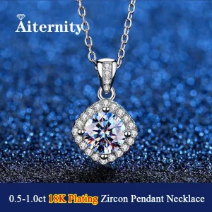 Colgante chapado en 18K de plata de ley S925, collar de circón VVS1 de Color D para mujer, como brillante como joyería de boda con diamantes 1