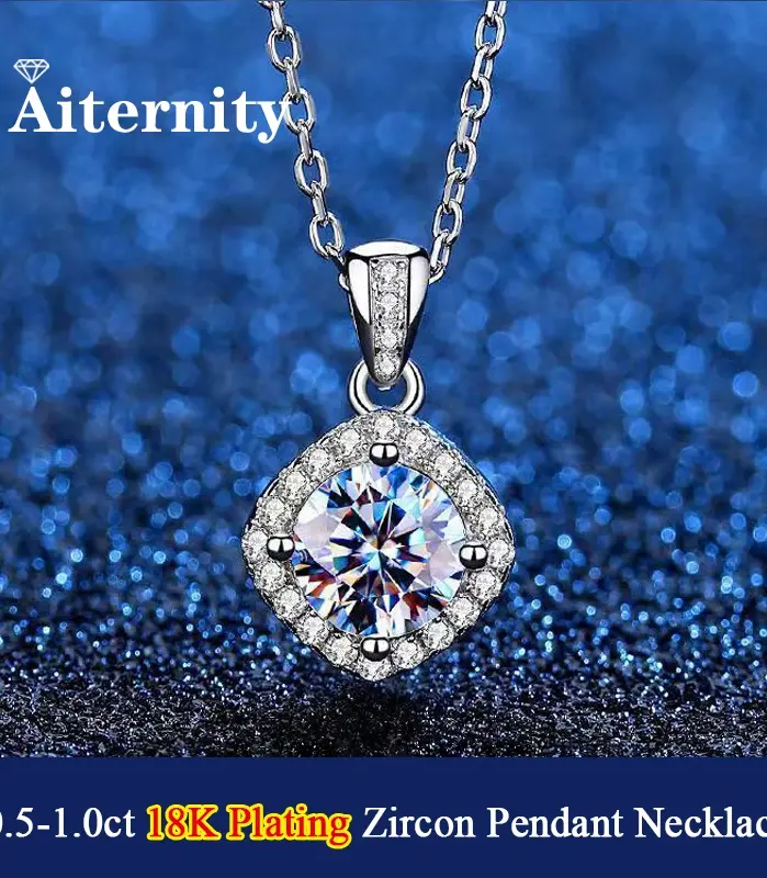 Colgante chapado en 18K de plata de ley S925, collar de circón VVS1 de Color D para mujer, como brillante como joyería de boda con diamantes 1