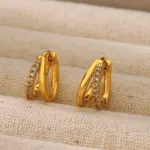 Pendientes circulares de acero inoxidable para mujer, aretes de circonita estética de Color dorado, accesorios de joyería de moda para boda y Navidad, regalo 9