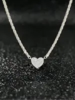 Collar de corazón de amor repleto de circonita para mujer, de Plata de Ley 925, joyería fina de lujo de alta calidad para compromiso y boda 2 Collar de corazón de amor repleto de circonita para mujer, de Plata de Ley 925, joyería fina de lujo de alta calidad para compromiso y boda 2