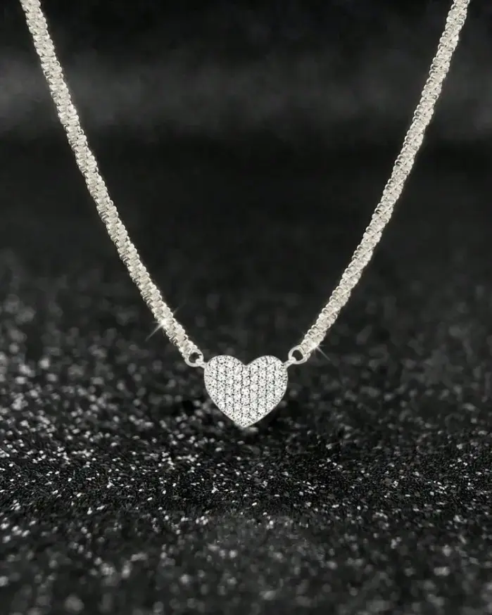 Collar de corazón de amor repleto de circonita para mujer, de Plata de Ley 925, joyería fina de lujo de alta calidad para compromiso y boda 2