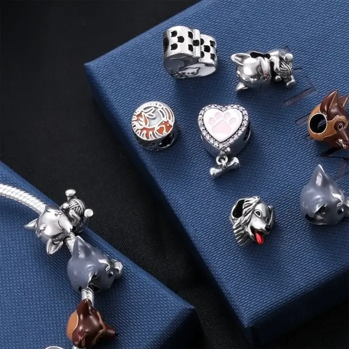 Abalorios de libélula y flor de arcoíris de plata 925, abalorio colgante con cuentas de animales, compatible con Pulsera Original, joyería DIY 2