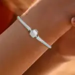 Pulsera de corazón de amor dulce de circón de Plata de Ley 925, fabricación de cuentas DIY, pulseras originales de Pan, regalo de joyería fina 5