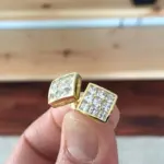 pendientes cuadrados de lujo de Color dorado para mujer, Piercing para la oreja con piedra CZ, aretes sencillos y elegantes para chica, joyería de Hip Hop 3