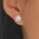 Pendientes de Clip de cobre de circonita cúbica redonda para mujer, Color dorado, cristal, Metal, fiesta, boda, joyería diaria, moda 4