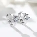 pendientes de aro pequeños y sencillos con incrustaciones clásicas, solitario de 6 puntas, circonita brillante, accesorios elegantes, pendientes de uso diario para mujer 4
