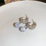 Exquisitos pendientes de circón para mujer, pendientes de gota en forma de C de diseño único, pendientes colgantes de línea de malla de color dorado, joyería femenina 5