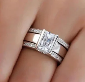 Anillos geométricos simples de Color plateado con diamantes de imitación brillantes para mujer, accesorios de fiesta, regalos, joyería personalizada, 3 uds. 1