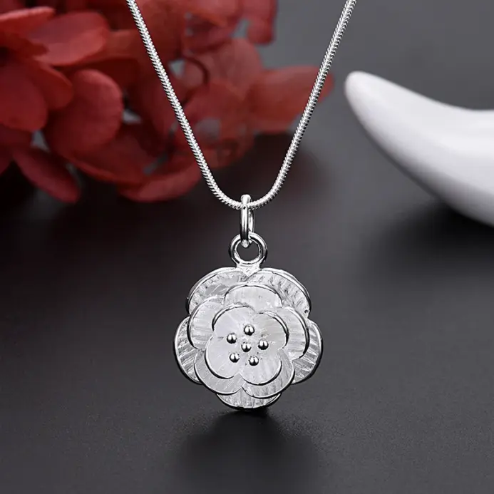 Abalorios de plata fina 925, collar, pendiente, brazalete, joyería para mujer y niña, conjunto Retro, regalo de boda a la moda 2