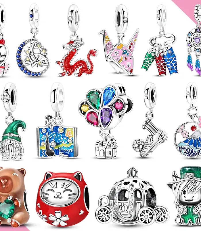 Abalorios de plata 925 originales, atrapasueños de estrellas, cuentas de cultura japonesa, aptos para pulsera, joyería Diy para mujer 1