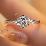 Anillo de moissanita 100% Real D VVS1, pluma de prueba de diamante de paso, tamaño ajustable, plata S925, certificado GRA, anillos de boda para mujer 02 5