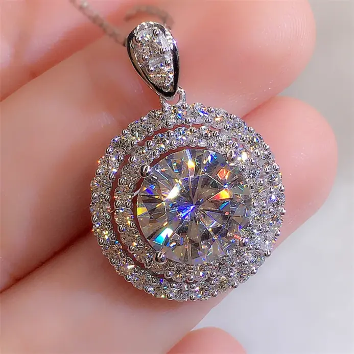 precioso collar de boda para novia, mosaico de circonia cúbica AAA, colgante redondo, accesorios elegantes para el cuello, joyería de moda 1