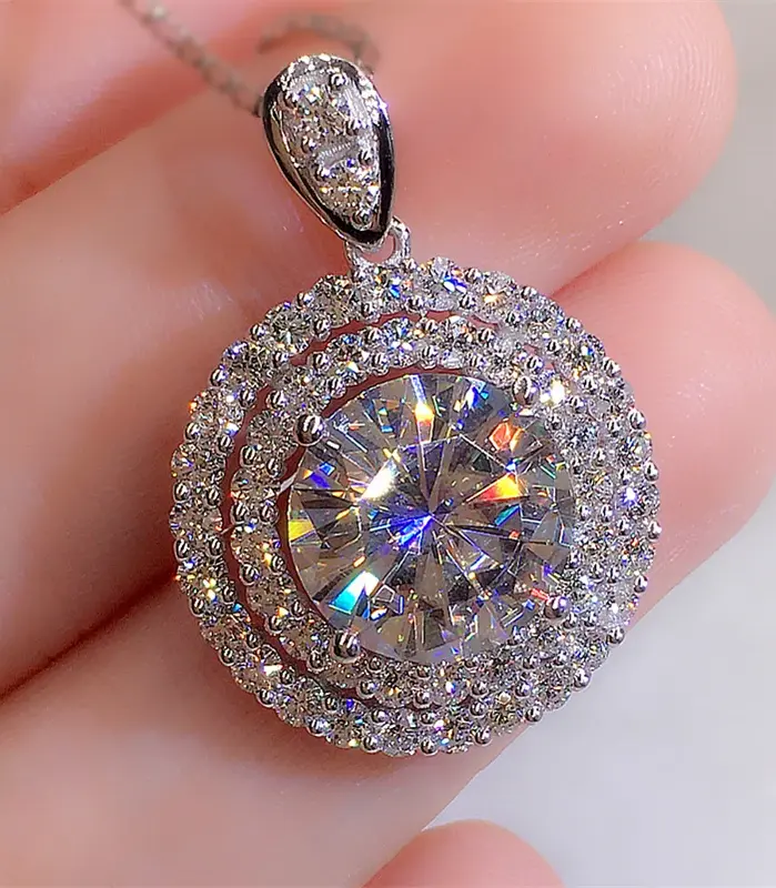 precioso collar de boda para novia, mosaico de circonia cúbica AAA, colgante redondo, accesorios elegantes para el cuello, joyería de moda 1
