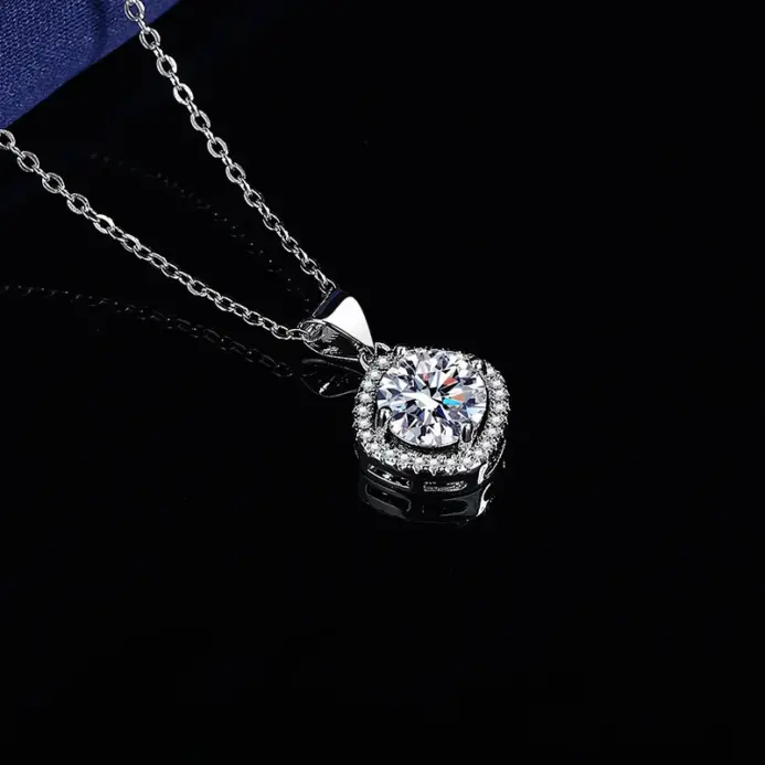Colgante chapado en 18K de plata de ley S925, collar de circón VVS1 de Color D para mujer, como brillante como joyería de boda con diamantes 2