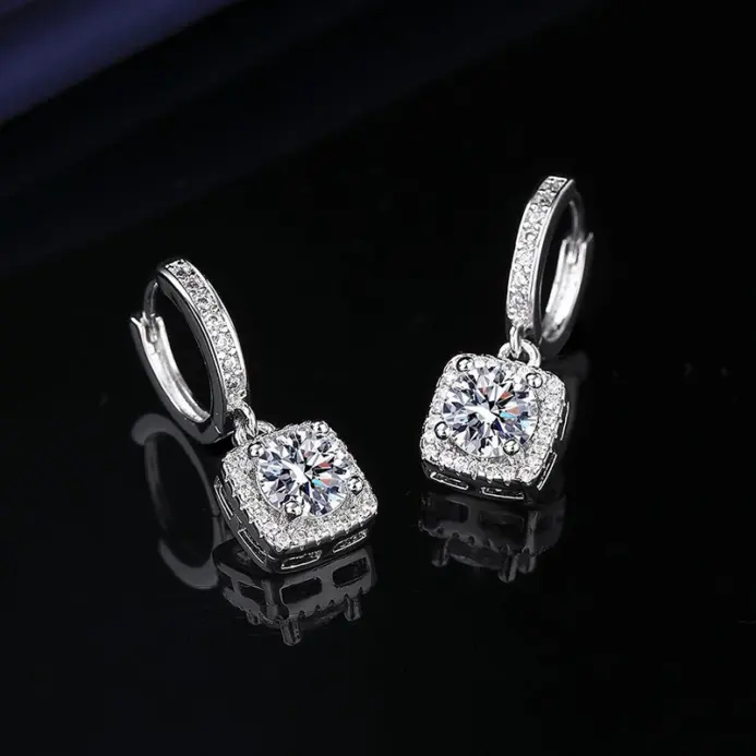 Certificados GRA 100% moissanita auténtica Plata de Ley 925 D VVS1 Pass Diamond Tester Pen pendientes de tuerca de moissanita para mujer 2
