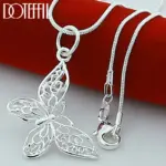 collar con colgante de mariposa de Plata de Ley 925, cadena de serpiente de 18/20/22/24/28/30 pulgadas para mujer, joyería de compromiso de boda 1